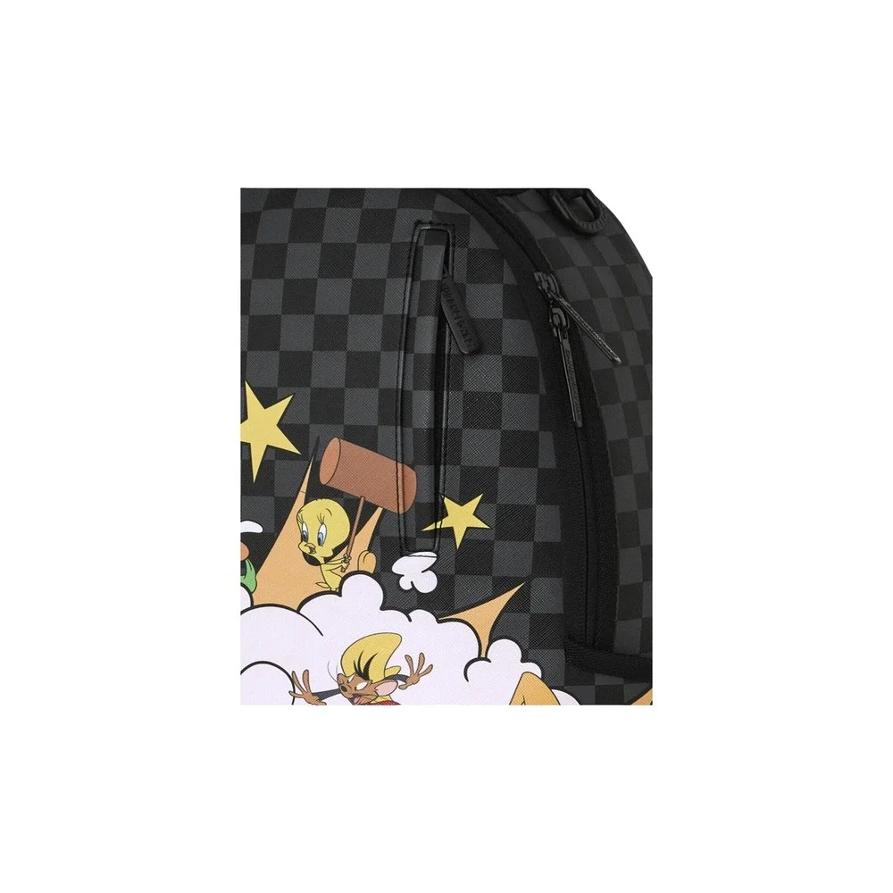 Sprayground Looney Tunes Fight Cloud Backpack Checkered Grey Black Mens New